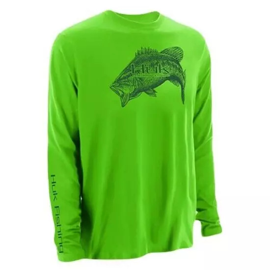 Huk Performance Large Mouth Bass Green Fishing Tournament Jersey Shirt XL