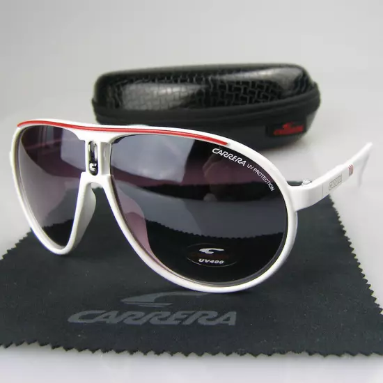 New Men's Women's Retro Outdoor Matte Black Sunglasses Carrera Glasses+Box C01