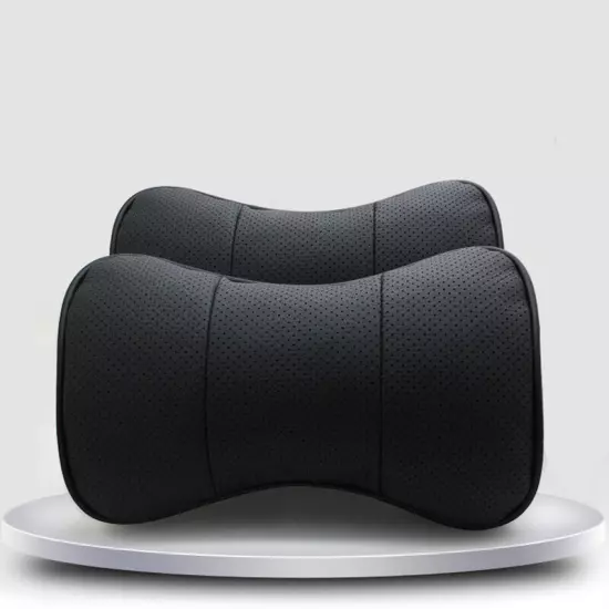 2*Car Seat Headrest Neck Cushion Pillows Neck Head Rest Real Leather Multicolor