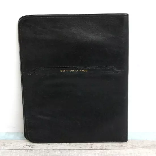 Sz 4.5"x8.75" WINN BLACK GENUINE LEATHER COVER PLANNER TRAVEL WALLET ORGANIZER 