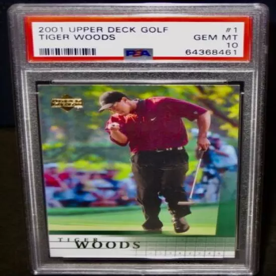 PSA 10 GEM MINT 2001 Upper Deck TIGER WOODS ROOKIE Golf Card #1 PGA Tour RC 