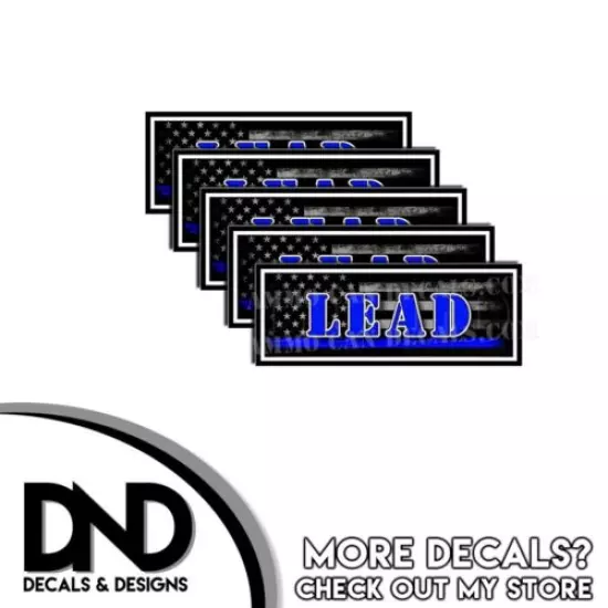 LEAD Ammo Can Decal Gun Ammunition Label Box Sticker Blue Line Flag - 5 Pack