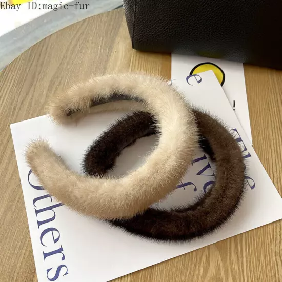 Real Mink Fur Headband Fashion Furry Hair Band Hair hoop Decor Girl Gift