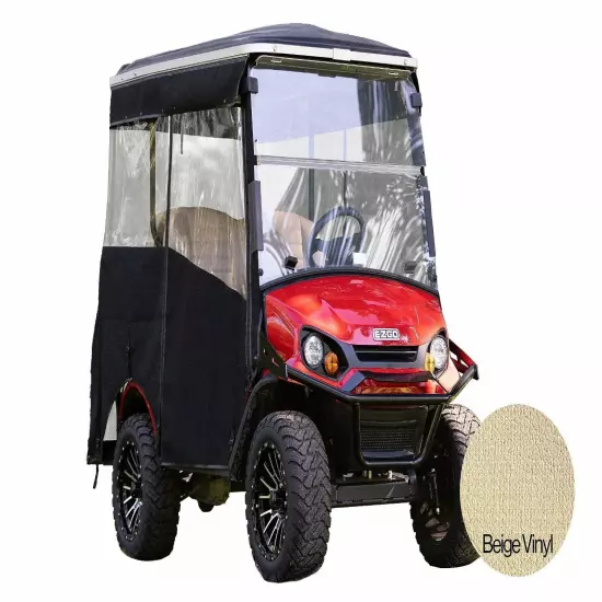 Red Dot Beige Vinyl Golf Cart Enclosure for EZGO Express S4 Elite with 80" Top