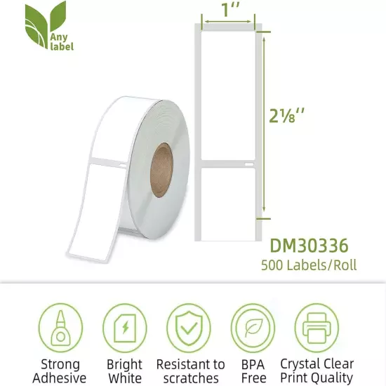 Compatible 1" x 2-1/8" Multipurpose Direct Thermal 30336 [1" x 2-1/8"], Clear 