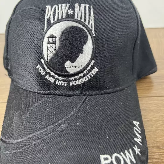 POW MIA Hat Not Forgotten Hat Black Hat Adjustable Adult Size Hat Black Cap