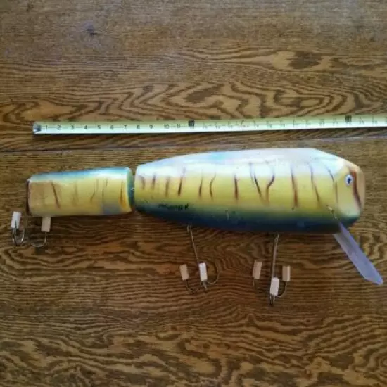 Vtg 27" Original hand made Giant Fishing Lure Man Cave Cabin Display H.Thompson 