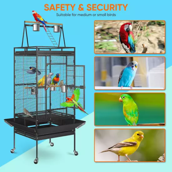 Multiple Sizes Rolling Bird Cage for Small Parrot Cockatiel Parakeet Cage Play