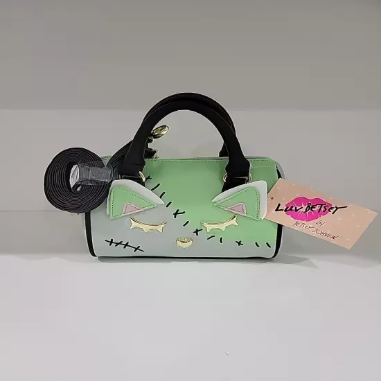 BETSEY JOHNSON Frankenstein Kitty Crossbody Bag NWT Mini Barrel Halloween Purse 