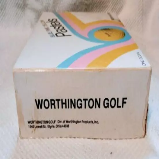 NIB NOS Vtg Worthington Pastels Blue Pink Yellow Golf Balls Dozen With Box