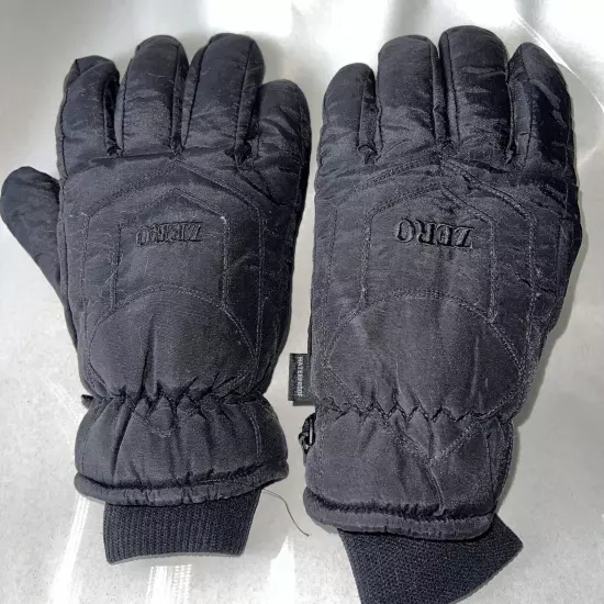 ZERO Brand Mens XL Black Sub Zero Textile Snow Cold Waterproof Gloves Winter EUC