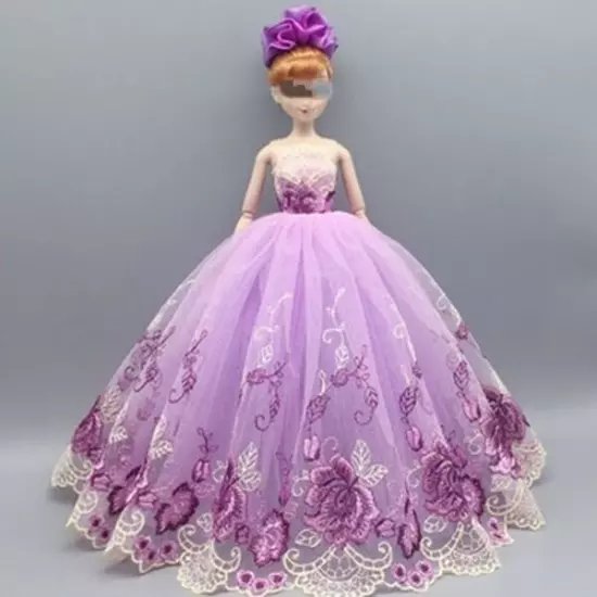 1/6 Doll Clothes Outfits Floral Lace Wedding Dress Gown 11.5" Dolls Accessories