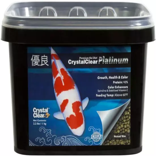 CrystalClear Platinum Rapid Growth Koi Fish Food with Added Vitamins & Spirulina