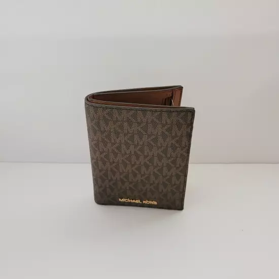 Michael Kors Jet Set Travel Passport ID Wallet MK Logo Brown Holder