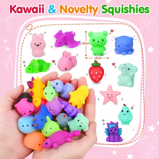 Yunaking 130PCS Mochi Squishy Toy Kawaii Animals Squishies Party Favors for K...