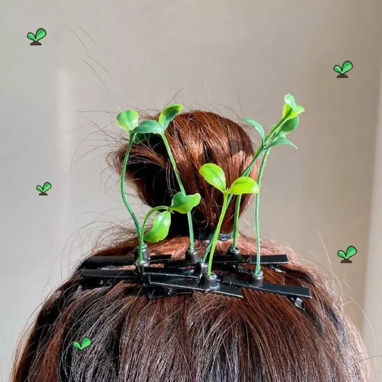 5pcs Hair Clip Cute Headwear Grass Plant Hair Clip Plant Bean Sprout Clip H W ✨◇