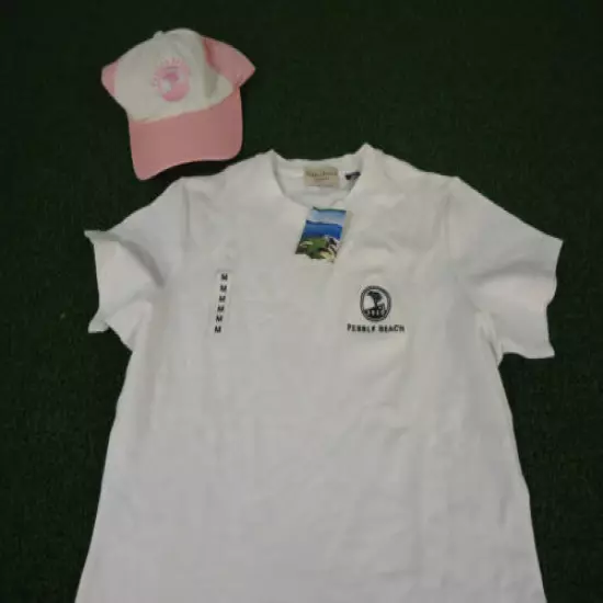 *NEW* WOMENS PEBBLE BEACH HAT AND SHIRT COMBO SIZE MEDIUM PEBBLE BEACH GOLF