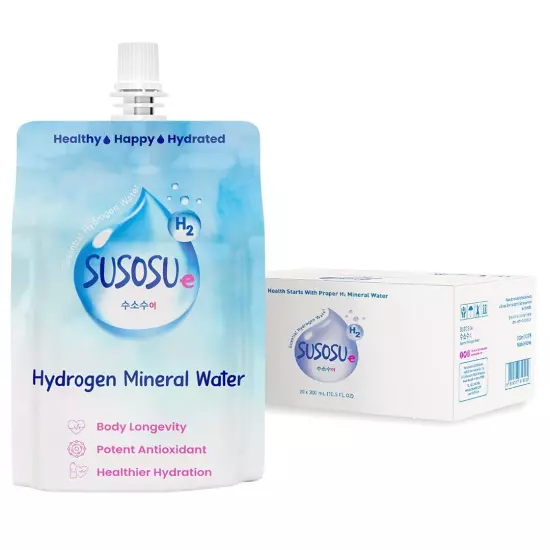 Susosu Hydrogen Mineral Water - Naturally Sourced Portable Pouches Case of Wa...