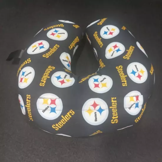 NFL Pittsburgh Steelers Neck Travel Pillow With Logo Removable Washable Cover 