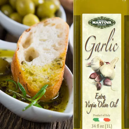 Garlic Extra Virgin Olive Oil (EVOO), Cold-Pressed, Imported from Italy. Topp...