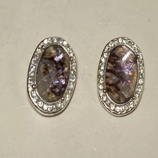 Dans Buchman faceted opal like acrylic earrings with rhinestone