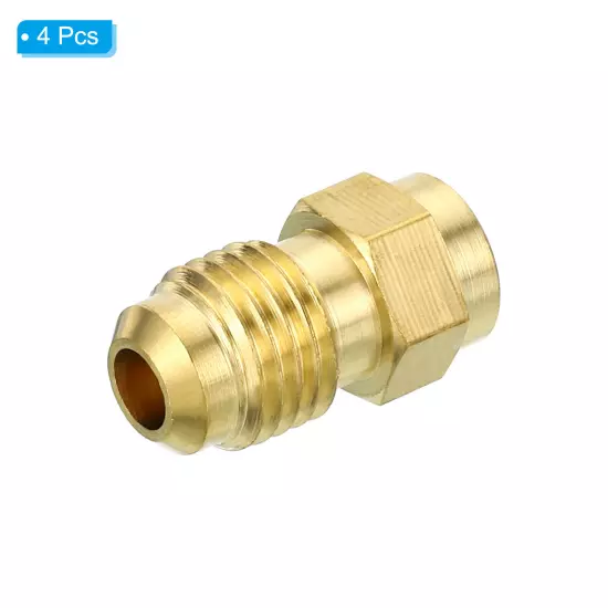 1/4 SAE Male Thread Brass Flare Tube Fitting 4 Pack Pipe Adapter Connector