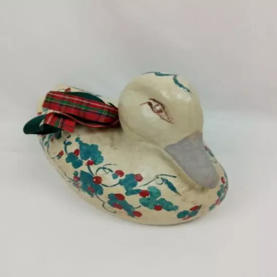 Vintage CARRY LITE Duck Decoy Milwaukee Wis.Painted Decor Christmas Theme Holly