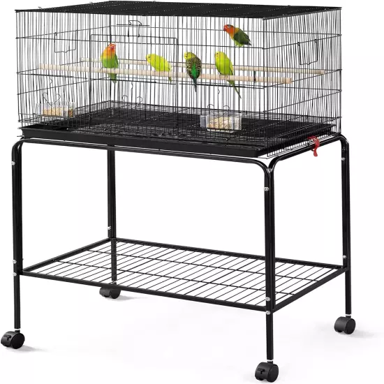 47-Inch Rolling Breeding Flight Bird Cages for Parakeets Budgies Finches Cockati