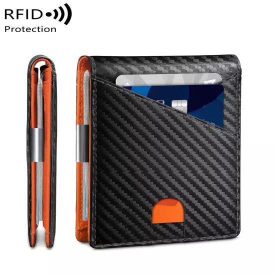 Minimalist men's wallet RFID anti-theft brush double fold cross front pocket