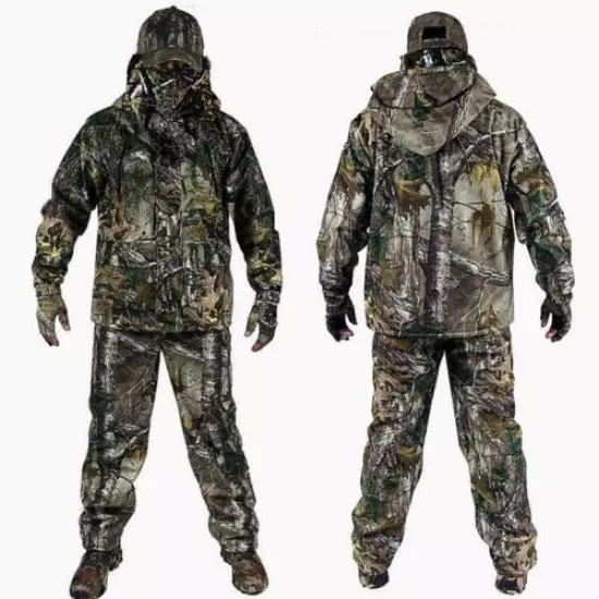 Mens Army Outdoor Bionic Camouflage Hunting Clothes Jacket Pants Hat suit mask