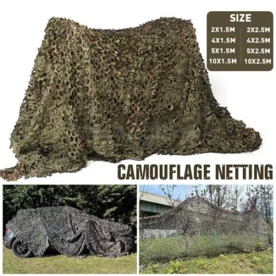 Military Camouflage Netting Hunting Camo Camping Army Net Woodland Jungle Leaves