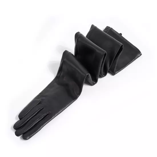 Custom made 30cm to 80cm long plain style evening real leather gloves 18 colors