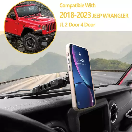 Phone Holder Mount for Jeep Wrangler, Dashboard Phone Holder Mount Dash Cell Pho