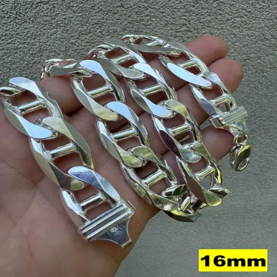 Real Solid 925 Sterling Silver Mariner Link Chain Or Bracelet ITALY 2.5mm-16mm