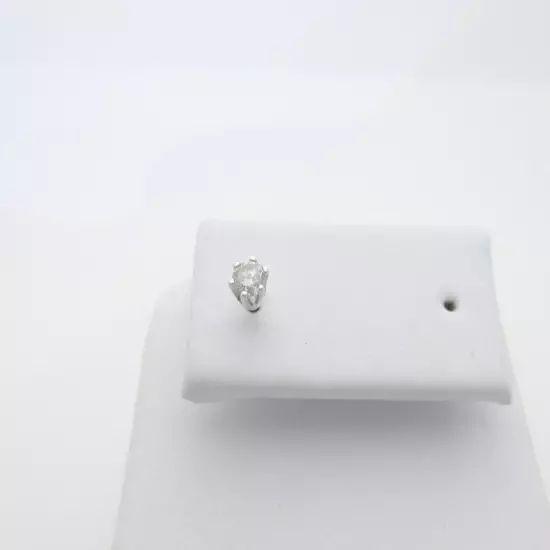 Mens Diamond Stud Earring Single White Gold Pierced Natural 3.7mm 14k Solid