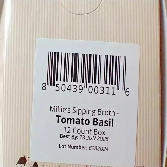 MILLIE'S Tomato Basil Sipping Broth, 24 Bags, BB 6/25