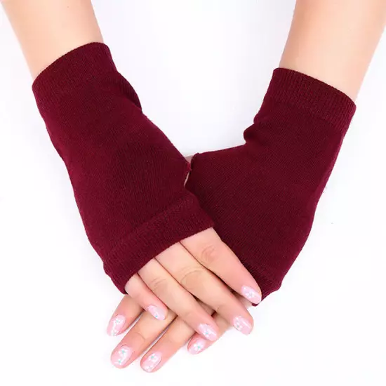 Women Winter Half Finger Fingerless Gloves Wrist Arm Hand Warmer Knitted Mittens