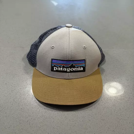 Men’s Patagonia Lopro Trucking Mesh SnapBack Hat Cap Big Logo Grey Brown 