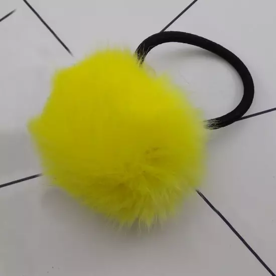 2/1PCS 6/5cm Fluffy Pompom Elastic Hair Ties Bobbles Fur Ball Ponytail Band