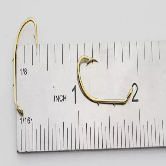 Mustad 92641-GL Gold Baitholder Offset Beak Hook (size: 4, qty: 360pcs)