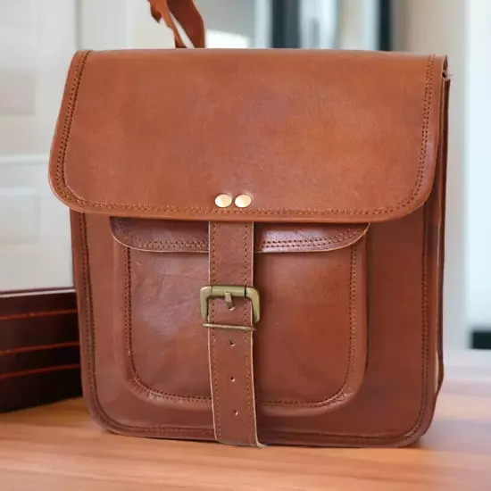 leather tablet bag 11 inch vintage messenger crossbody shoulder brown bag new