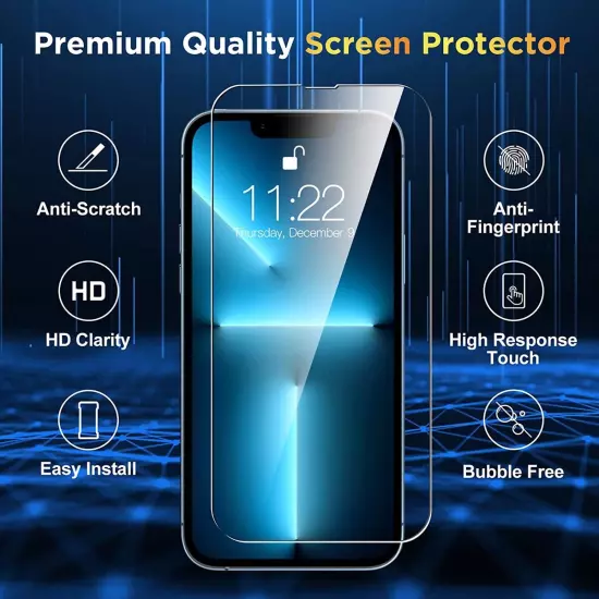 For iPhone 16 15 14 13 12 11 Pro Max Tempered Glass Screen Camera Protector