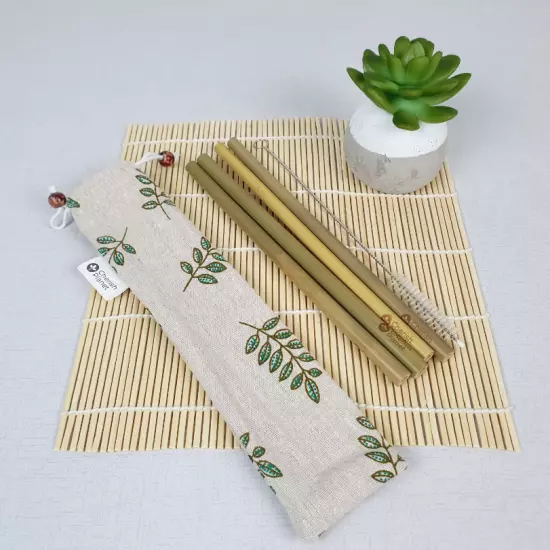 Reusable Bamboo Straw Set with Pouch by Cherish Planet