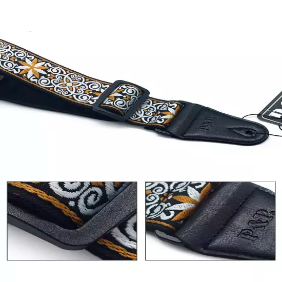 Embroidery Bohemian Cotton Electric Acoustic Guitar Belt Adjustable Soft Strap 