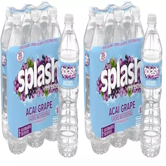 Splash Refresher Acai Grape Flavored Water, 16.9 Fl Oz, Pack of 12