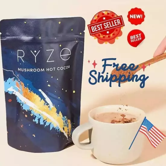 Brand New ORGANIC RYZE MUSHROOM HOT COCOA COFFEE Bag 20 Servings Fast Free