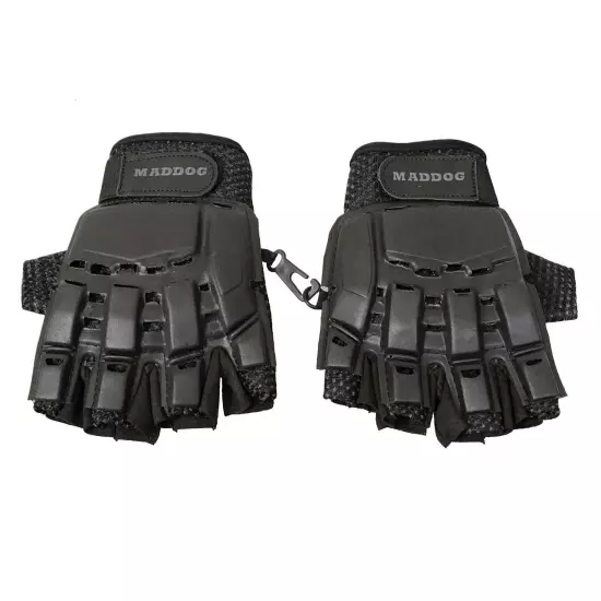 Tactical Half-Finger Paintball Airsoft Gloves - Stealth Black - Small/Medium