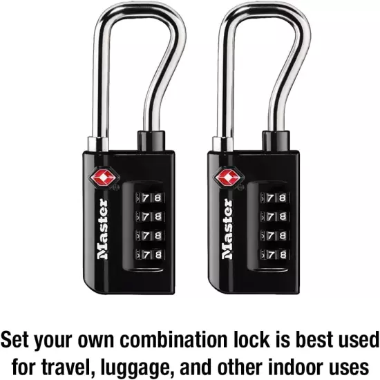 4696T, Pack of 2 TSA Approved Luggage Lock, 2 Pack, Set Your Own Combination, Bl