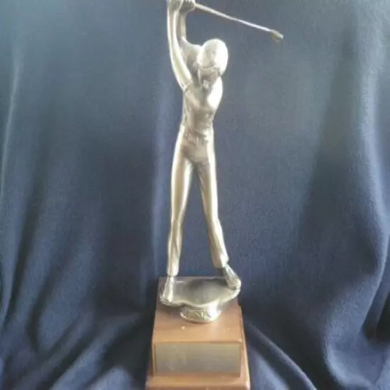 GOLF TROPHY 14 1/2 Inches Tall with Hardwood Base