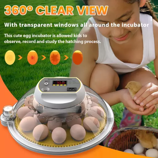 Incubators for Hatching Eggs, 18-60 Eggs Incubator with Automatic Egg Turning an